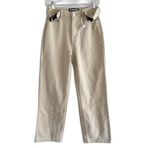 The Kript Tan Wide Leg Jeans Womens Size XS Khaki Pants High Waist Denim